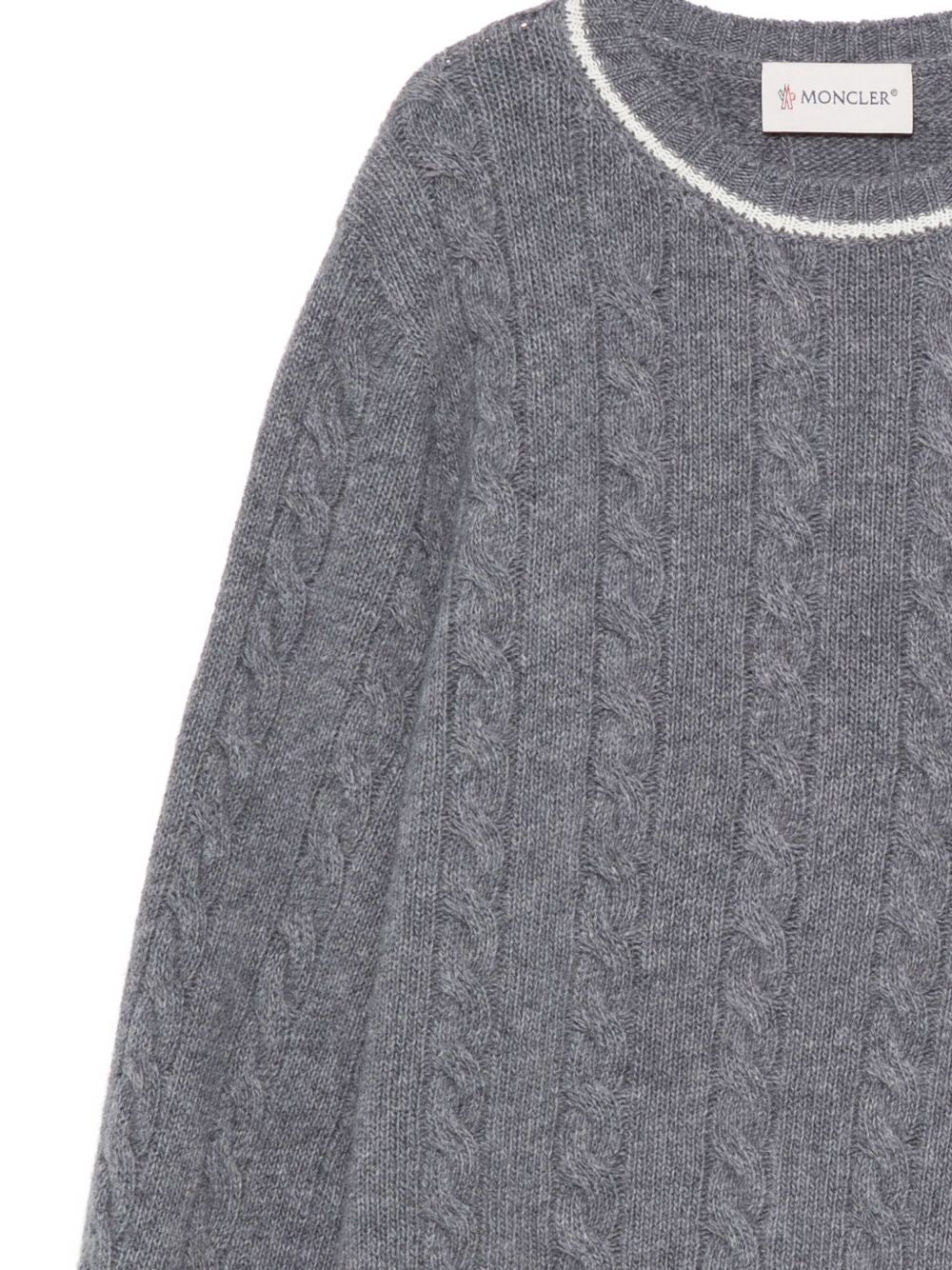 Maglione per bambino Moncler Enfant grigio in lana con motivo a trecce K29549C00004M1241 988 MONCLER KIDS