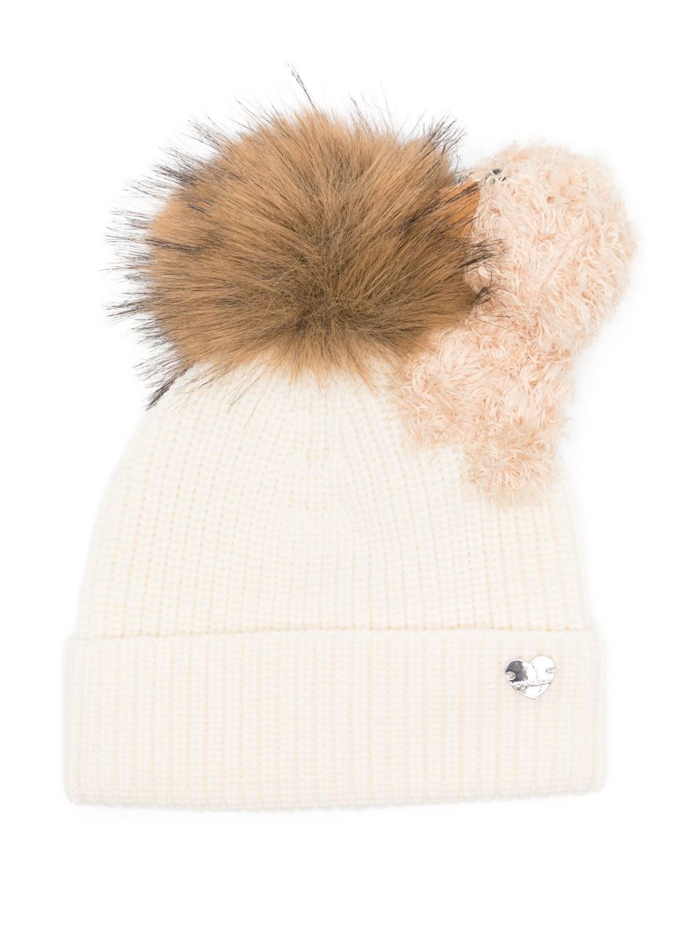 Berretto per bambina Monnalisa écru con grande pompon 19F005 6063 0001 MONNALISA KIDS