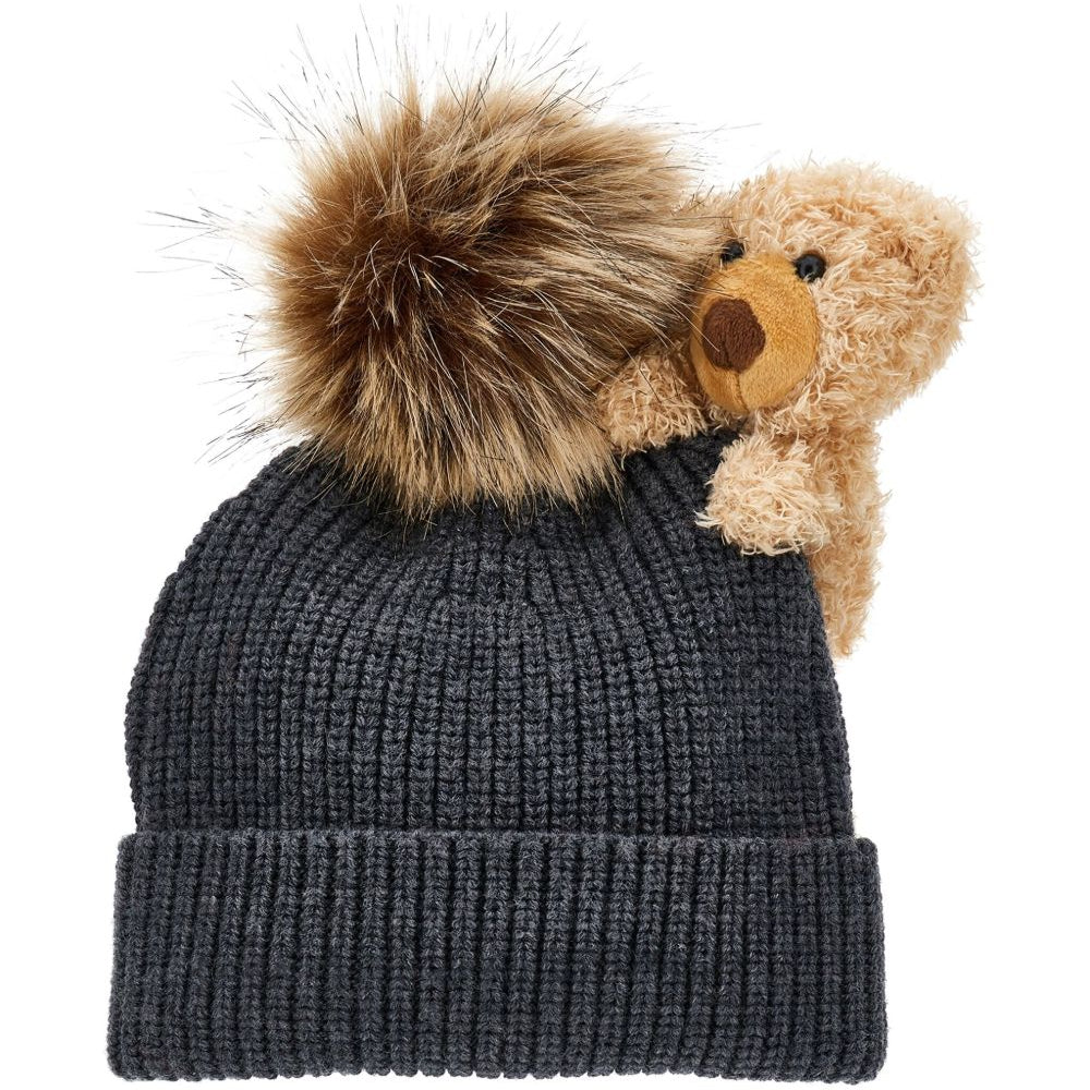 Berretto per bambina Monnalisa grigio con applicazione Teddy Bear 19F005 6063 0031 MONNALISA KIDS