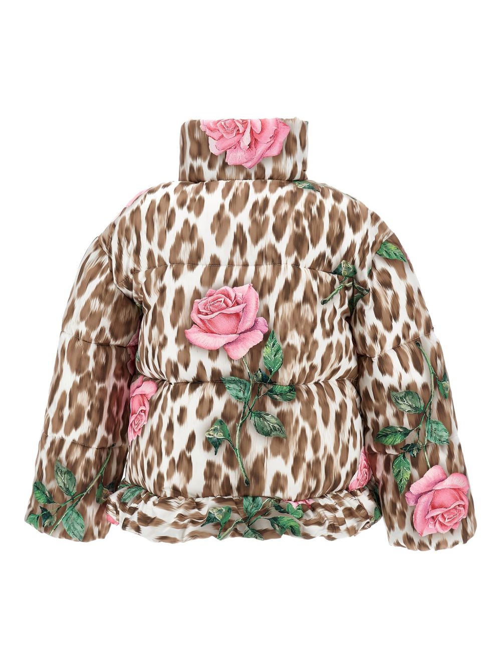 Piumino per bambina Monnalisa marrone a fiori con stampa leopardata 19F103 6025 0080 MONNALISA KIDS