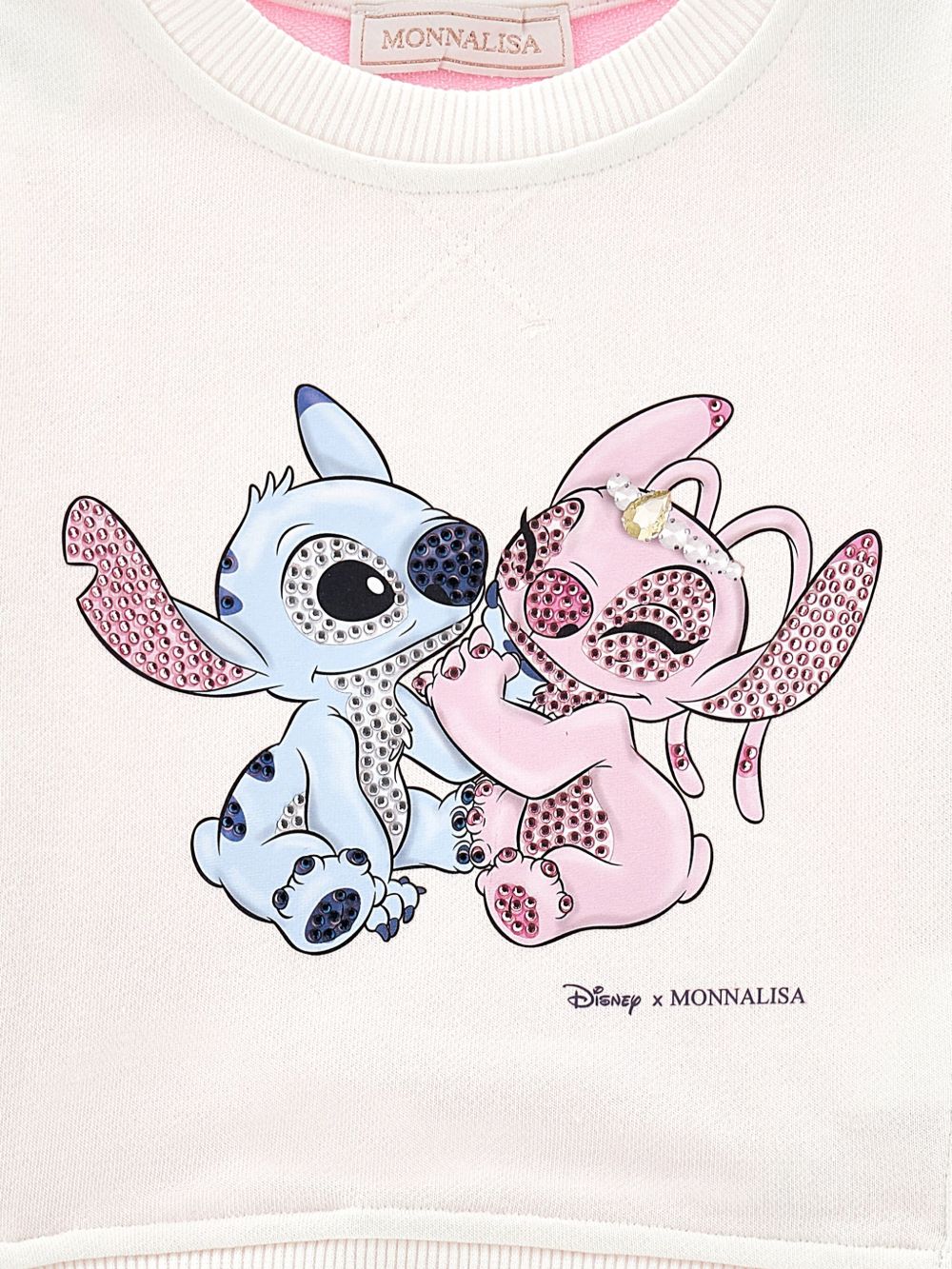 Felpa per bambina Disney x Monnalisa rosa con stampa grafica Stitch 19F606 6011 0190 MONNALISA KIDS