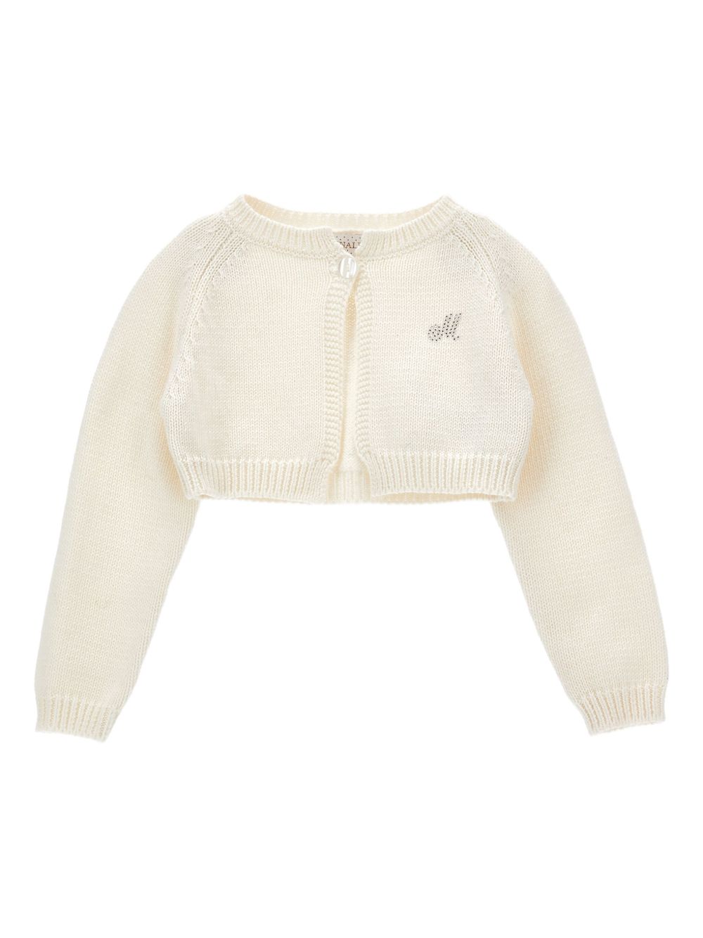 Cardigan crop per neonata Monnalisa bianco con scollo rotondo 73F800 6060 0001 MONNALISA KIDS