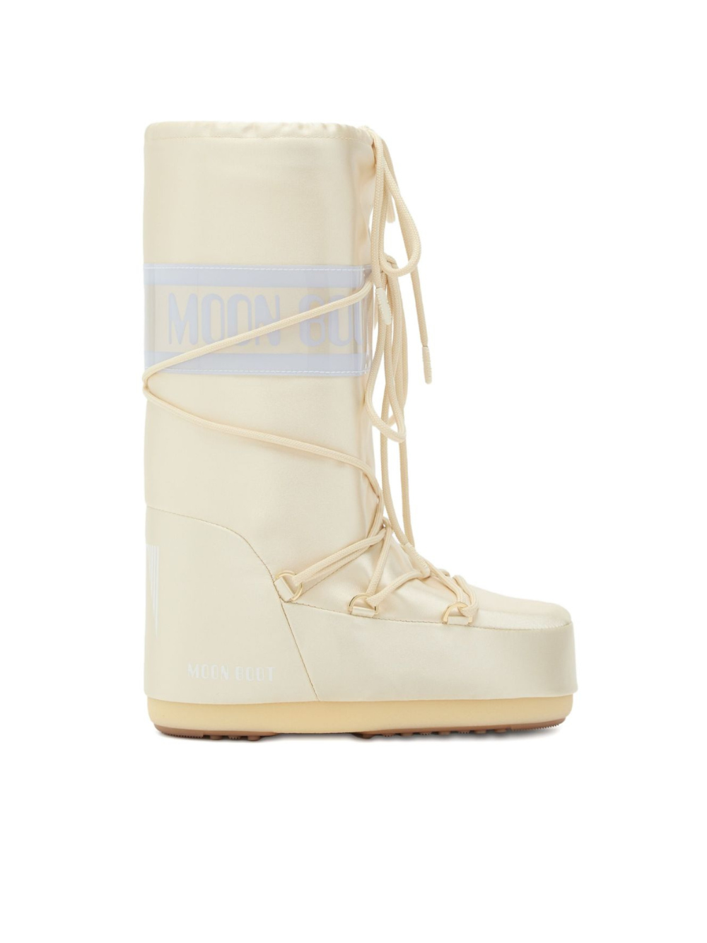 Stivali da neve Icon per bambini Moon Boot Kids bianchi con fascia con logo 80D1403060 L020 MOON BOOT KIDS