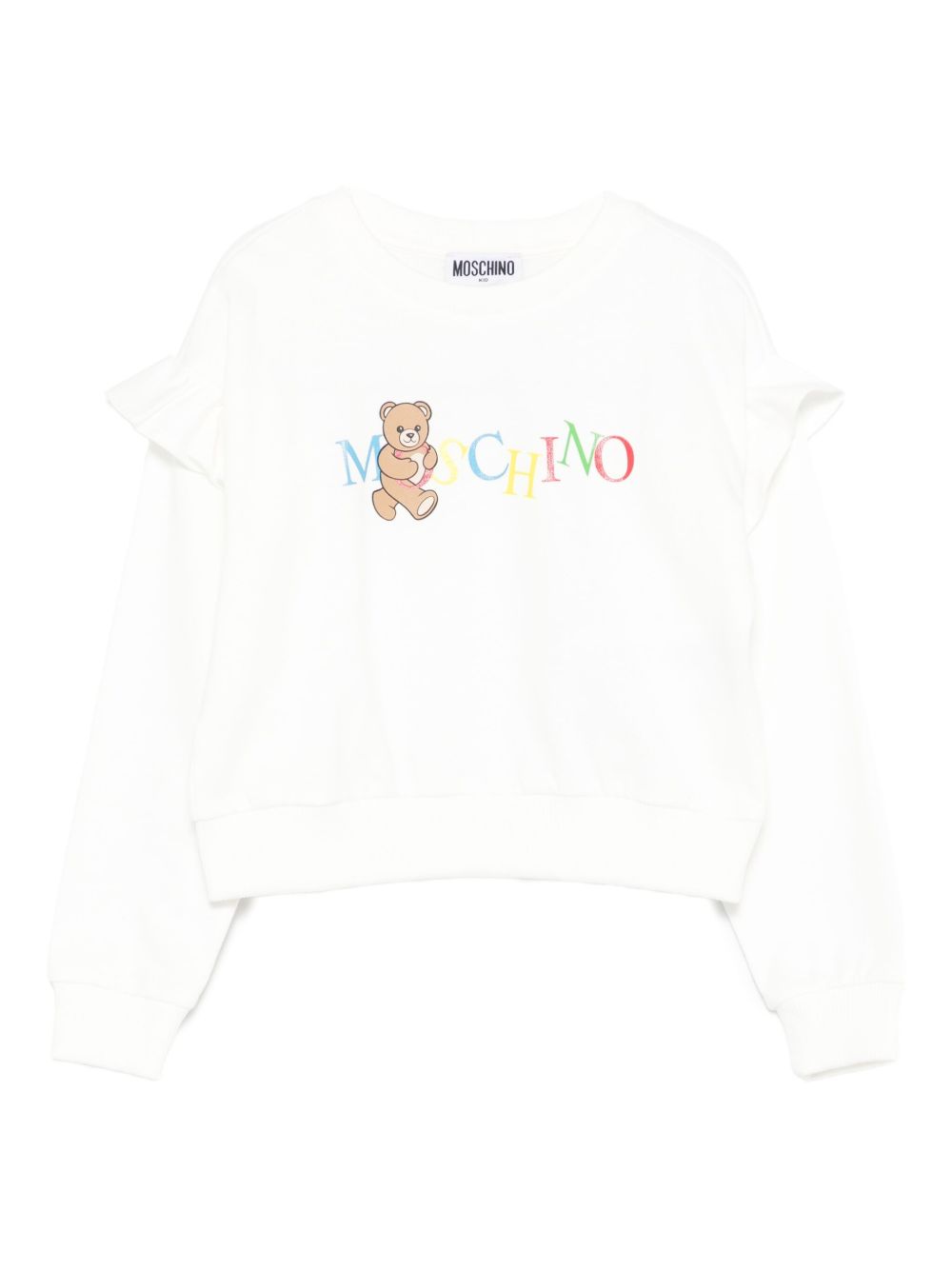Felpa per bambina Moschino Kids bianca con ruches HDF06DLCA60 10063 MOSCHINO KIDS