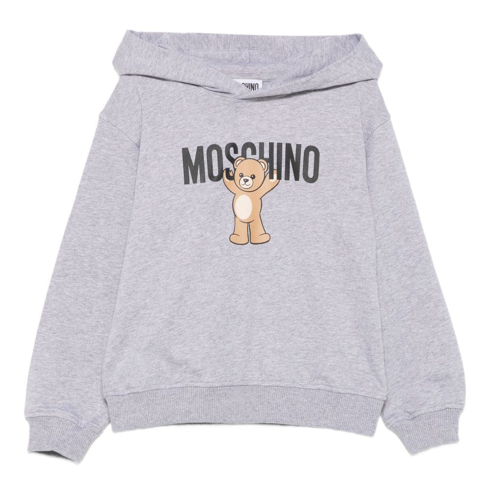 Felpa per bambino Moschino Kids grigio con stampa Teddy e cappuccio HUF09FLCA40 60901 MOSCHINO KIDS
