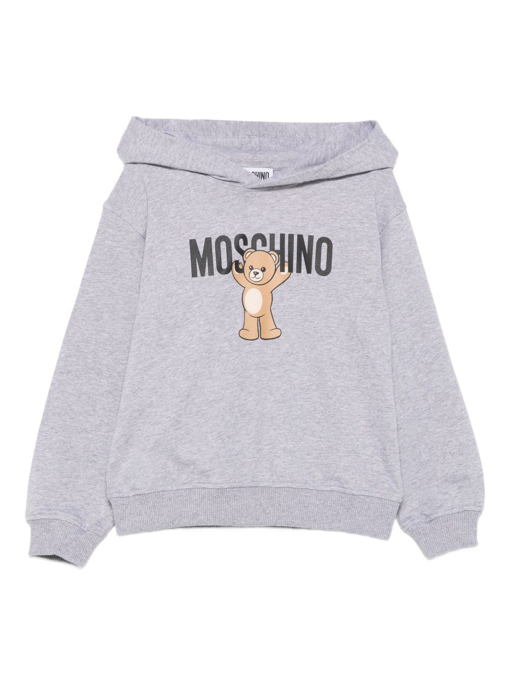 Felpa per bambino Moschino Kids grigio con stampa Teddy e cappuccio HUF09FLCA40 60901 MOSCHINO KIDS
