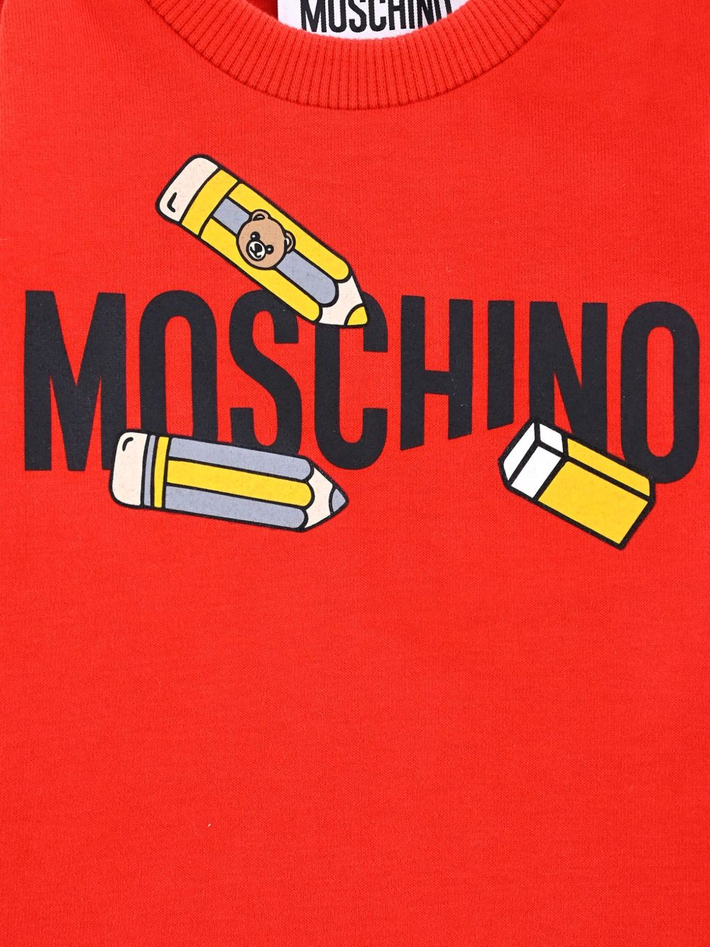 Felpa per neonati Moschino Kids rosso con stampa a matita M7O00RLAA01 50109 MOSCHINO KIDS