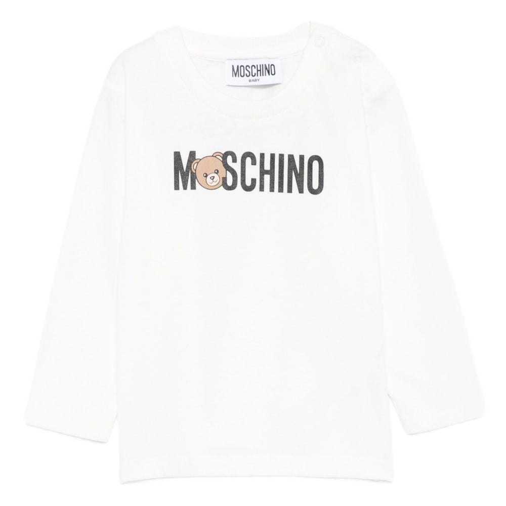 T-shirt per neonati Moschino Kids bianca con stampa Teddy M8O00RLAA36 10063 MOSCHINO KIDS