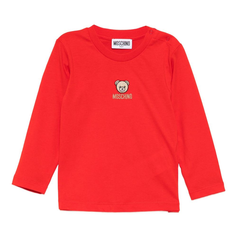 T-shirt per neonati Moschino Kids rossa con logo Teddy Bear sul davanti M9O00RLAA10 50109 MOSCHINO KIDS