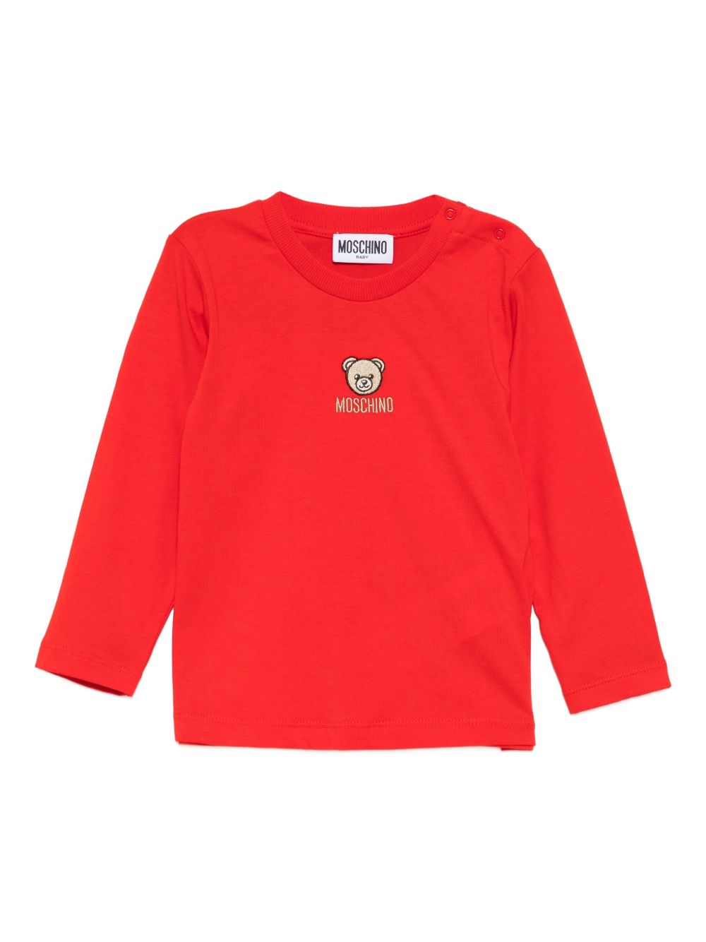 T-shirt per neonati Moschino Kids rossa con logo Teddy Bear sul davanti M9O00RLAA10 50109 MOSCHINO KIDS