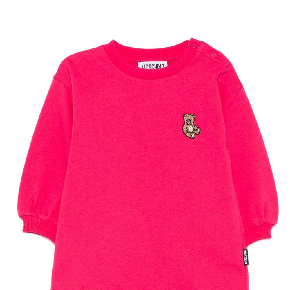 Abito per neonata Moschino Kids fucsia con maniche a sbuffo MAV0BNLCA40 50541 MOSCHINO KIDS