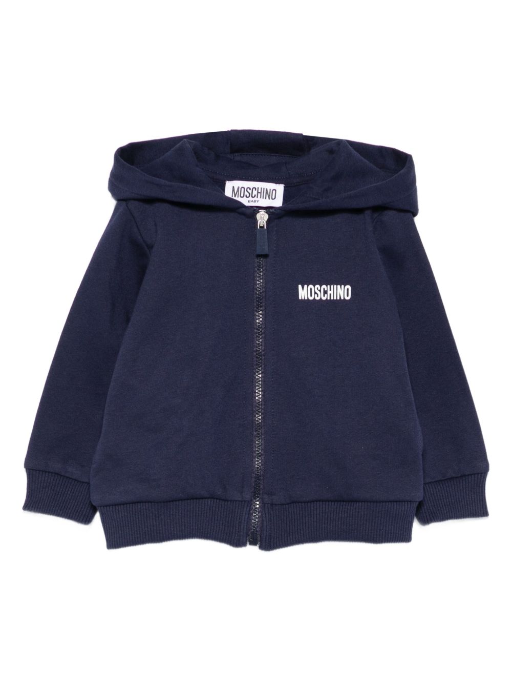 Felpa per neonato Moschino Kids blu con chiusura con zip MUF065LCA40 40016 MOSCHINO KIDS