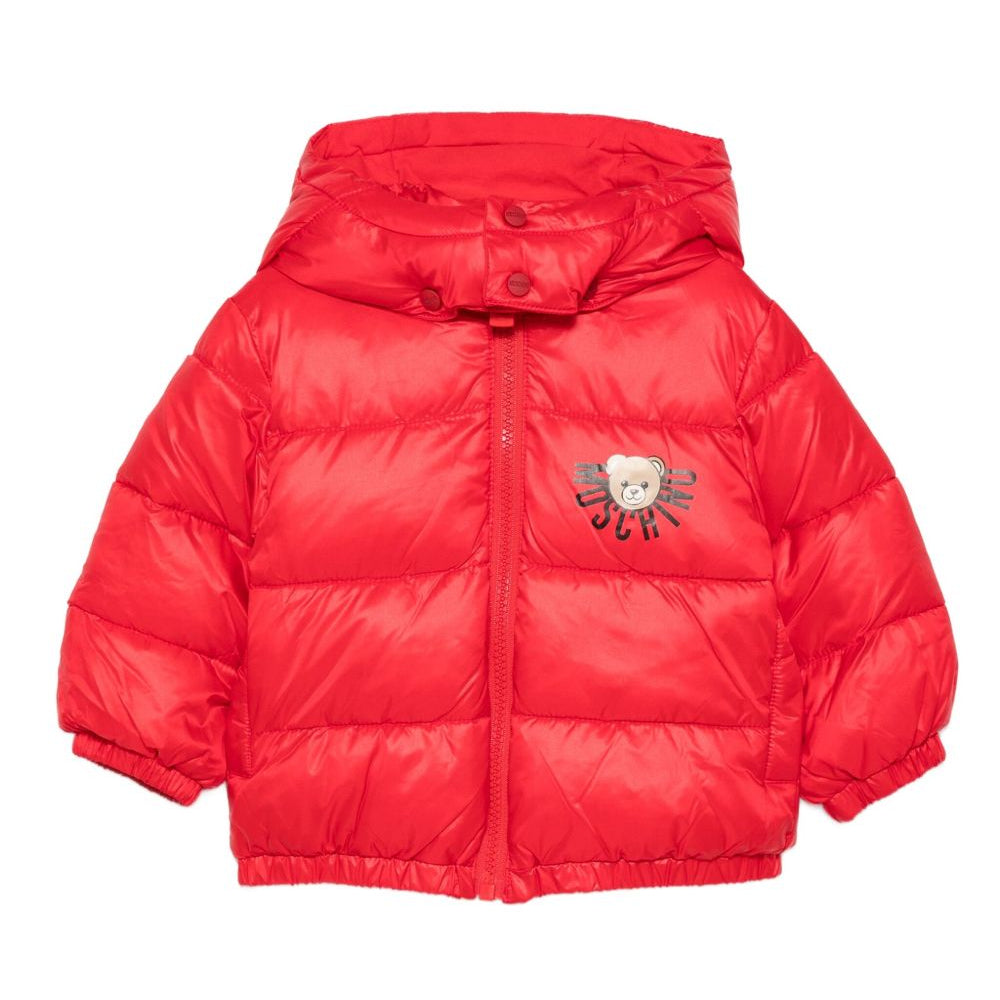 Piumino per neonati Moschino Kids rosso con stampa con logo MUS032L3A32 50109 MOSCHINO KIDS
