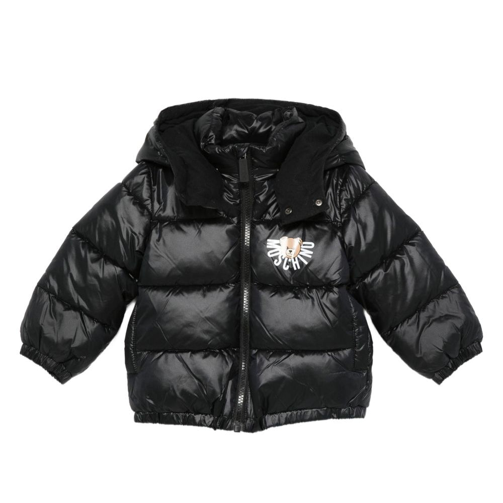 Piumino per neonati Moschino Kids nero con stampa con logo MUS032L3A32 60100 MOSCHINO KIDS
