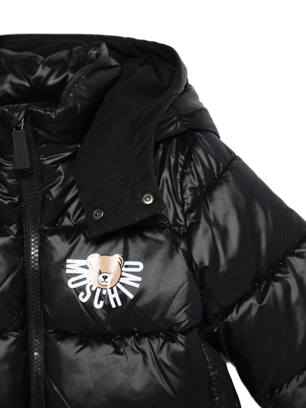 Piumino per neonati Moschino Kids nero con stampa con logo MUS032L3A32 60100 MOSCHINO KIDS