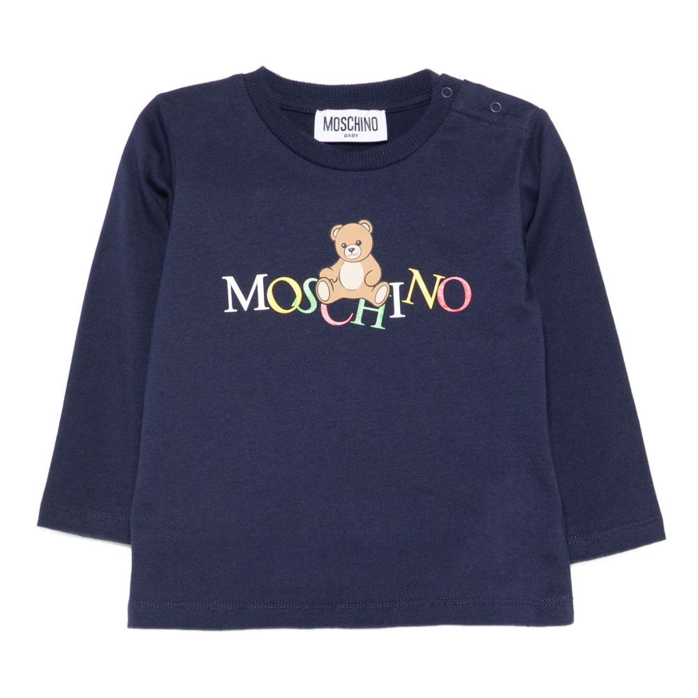 T-shirt per neonato Moschino Kids blu con motivo Teddy MWO00RLAA10 40016 MOSCHINO KIDS