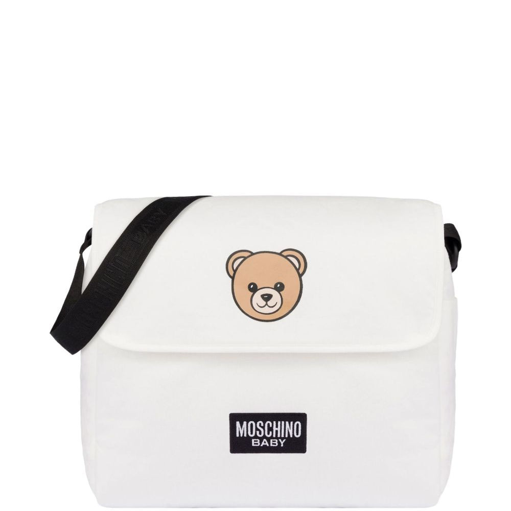 Borsa fasciatoio per neonati Moschino Kids bianca con stampa Teddy Bear MXX03DLCA40 10063 MOSCHINO KIDS