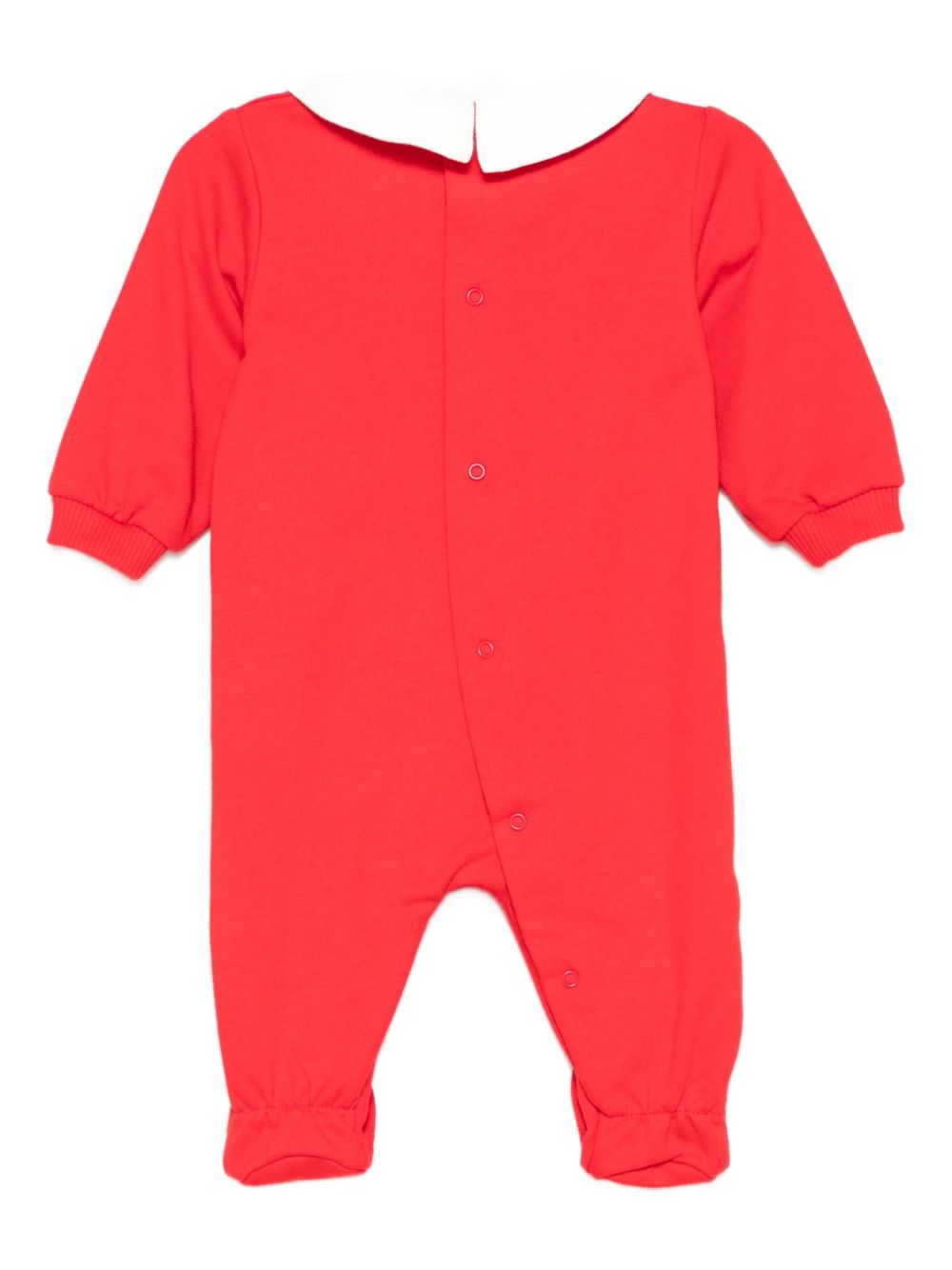 Pigiama per neonati Moschino Kids rosso con stampa Teddy e colletto alla Peter Pan MXY037LCA40 50109 MOSCHINO KIDS