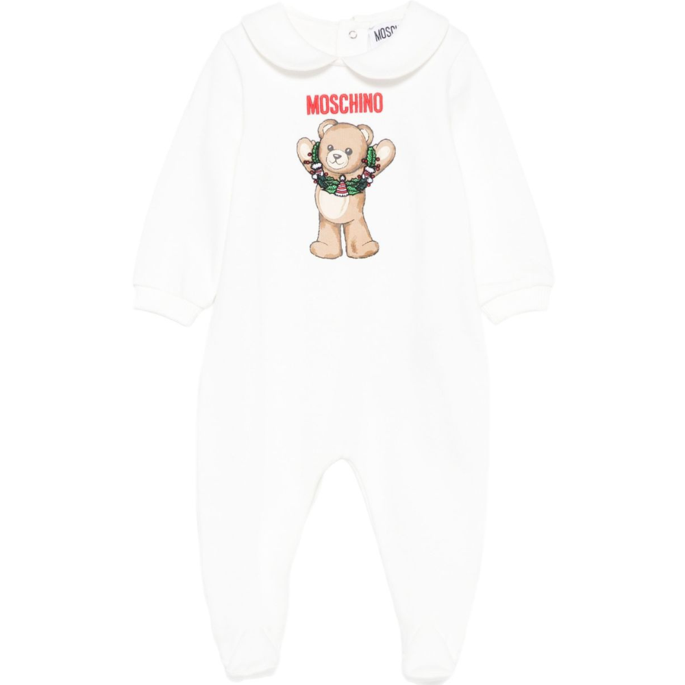 Tutina per neonati Moschino Kids bianca con orsacchiotto MYY037LCA14 10063 MOSCHINO KIDS