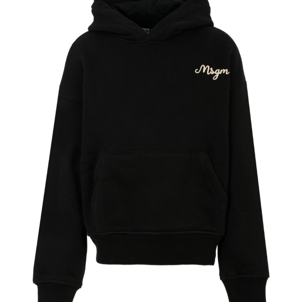 Felpa per bambini MSGM Kids nero con cappuccio con logo ricamato F5MSJBHS254 110 MSGM KIDS