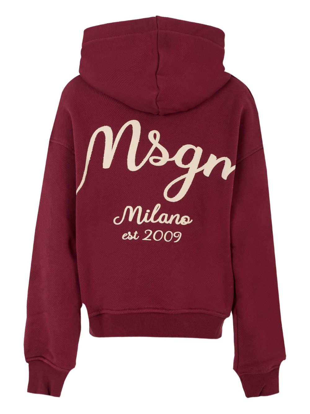 Felpa per bambini MSGM Kids bordeaux con cappuccio con logo ricamato F5MSJBHS254 MS034 MSGM KIDS