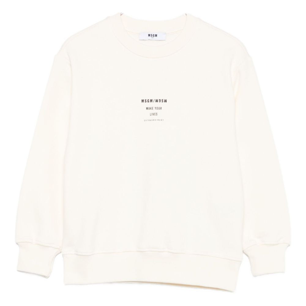 Felpa per bambino MSGM Kids bianco con stampa logo sul davanti F5MSJBSW214 013 MSGM KIDS