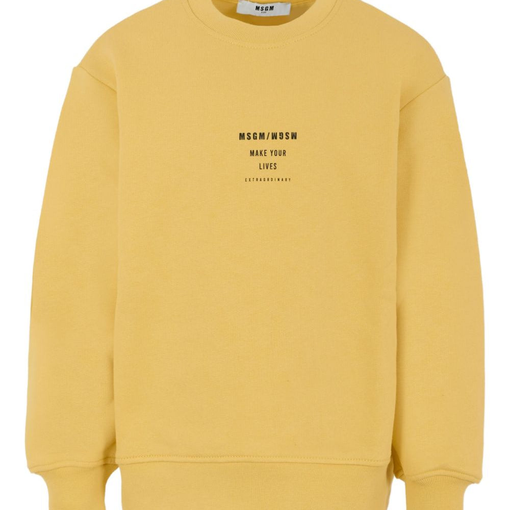 Felpa per bambino MSGM Kids giallo con stampa del logo F5MSJBSW214 020 MSGM KIDS