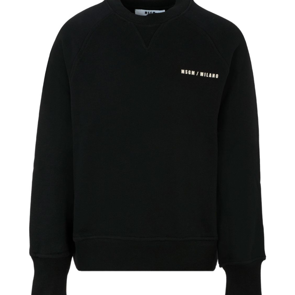 Felpa per bambino MSGM Kids nero con stampa logo F5MSJBSW225 110 MSGM KIDS