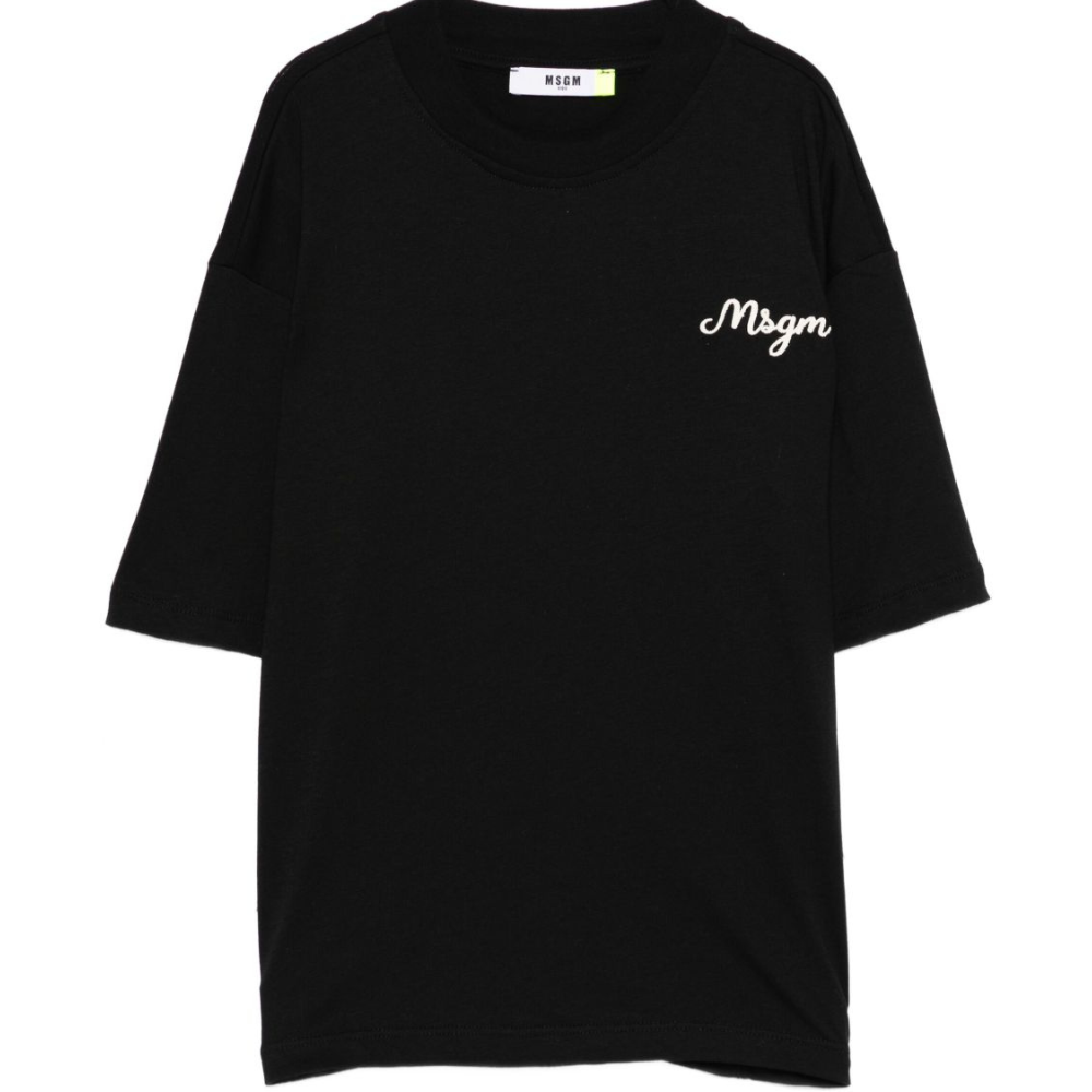 T-shirt per bambino MSGM Kids nera con logo ricamato F5MSJBTH257 110 MSGM KIDS