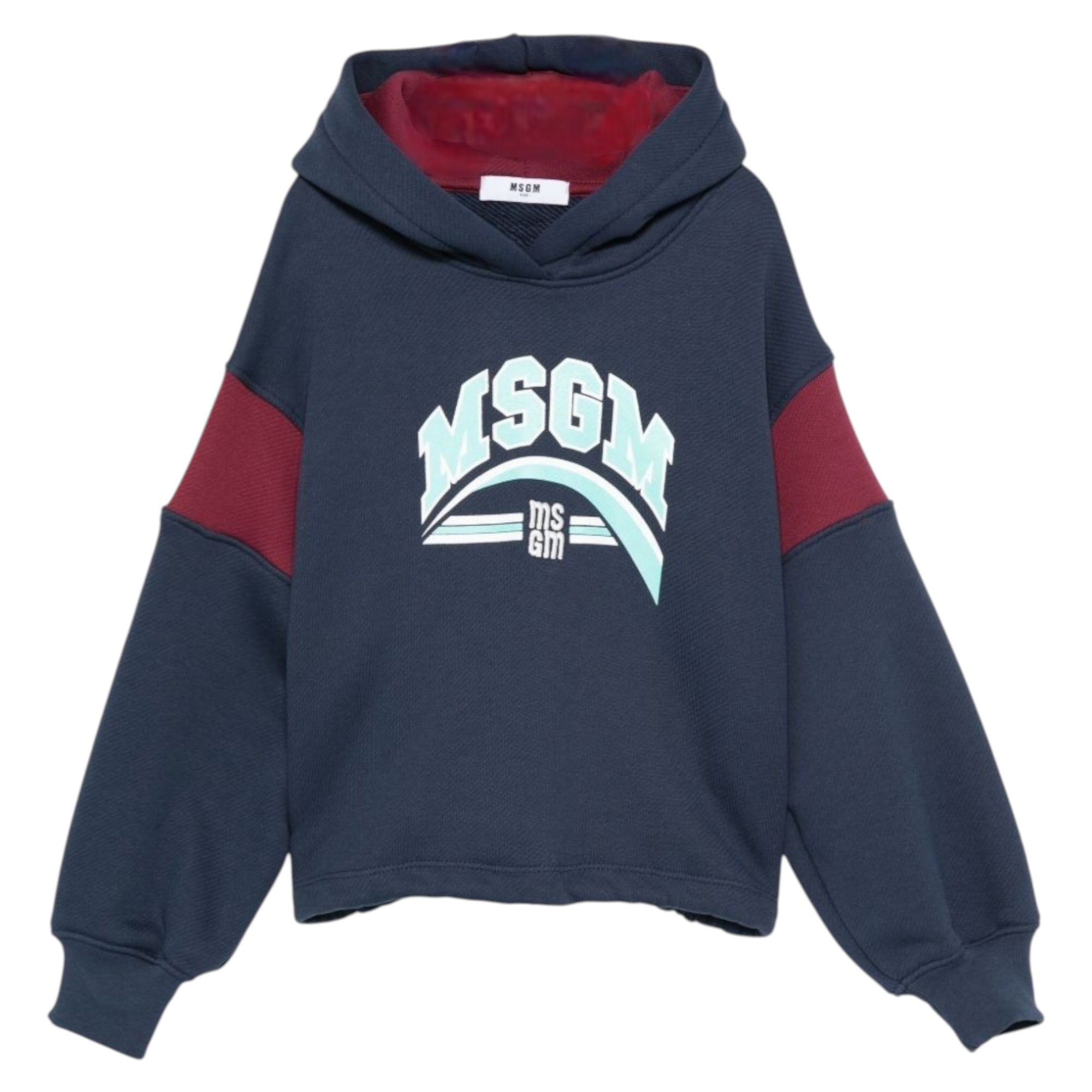 Felpa per bambina MSGM Kids blu con cappuccio color block F5MSJGHS122 MS032 MSGM KIDS