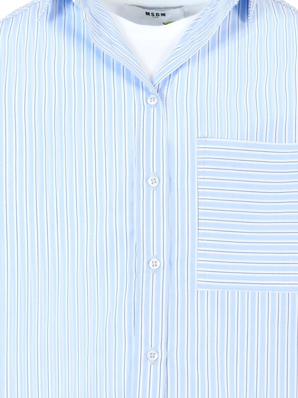 Camicia per bambino MSGM Kids azzurro a righe con tasca applicata F5MSJGSI116 MS053 MSGM KIDS