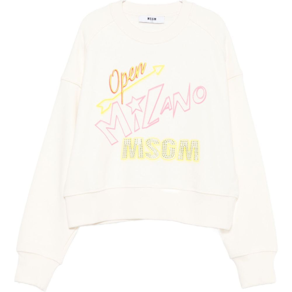 Felpa per bambina MSGM Kids bianco con logo sul davanti F5MSJGSW268 013 MSGM KIDS