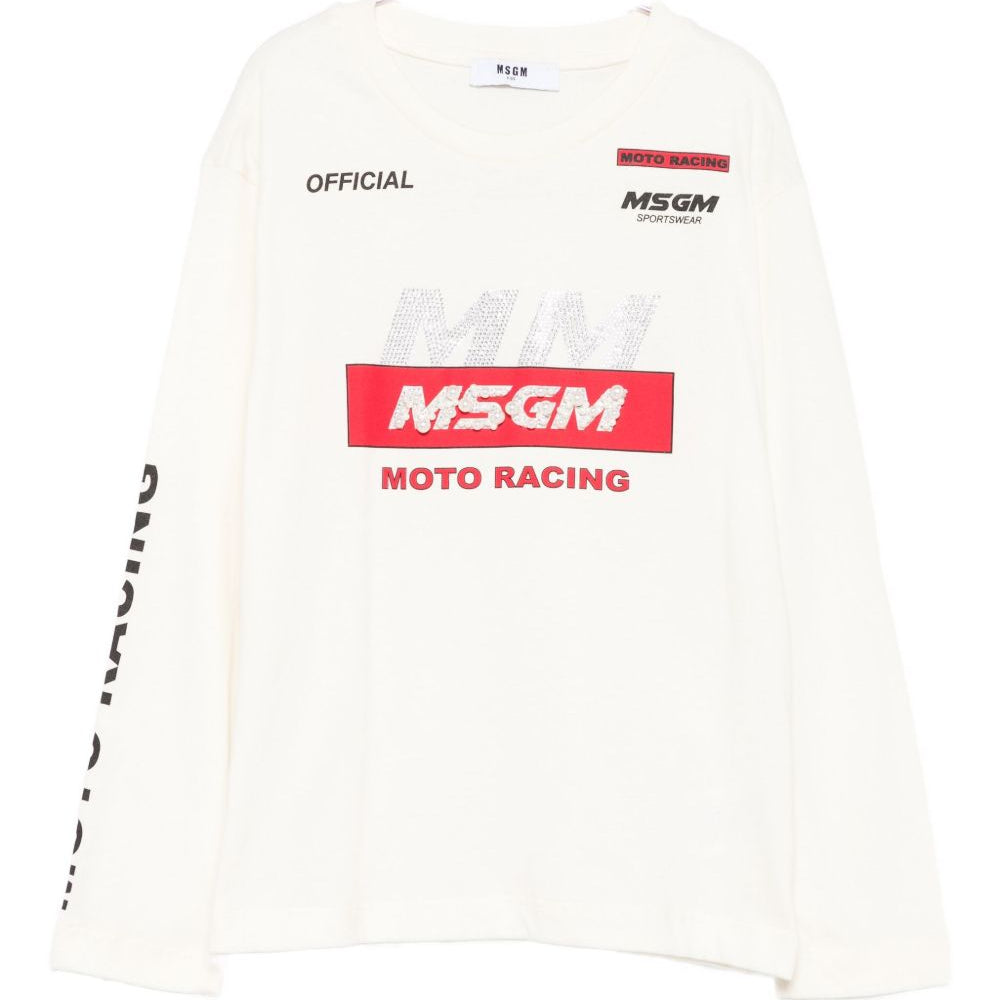 T-shirt per bambina MSGM Kids bianco con logo sul davanti F5MSJGTH015 013 MSGM KIDS