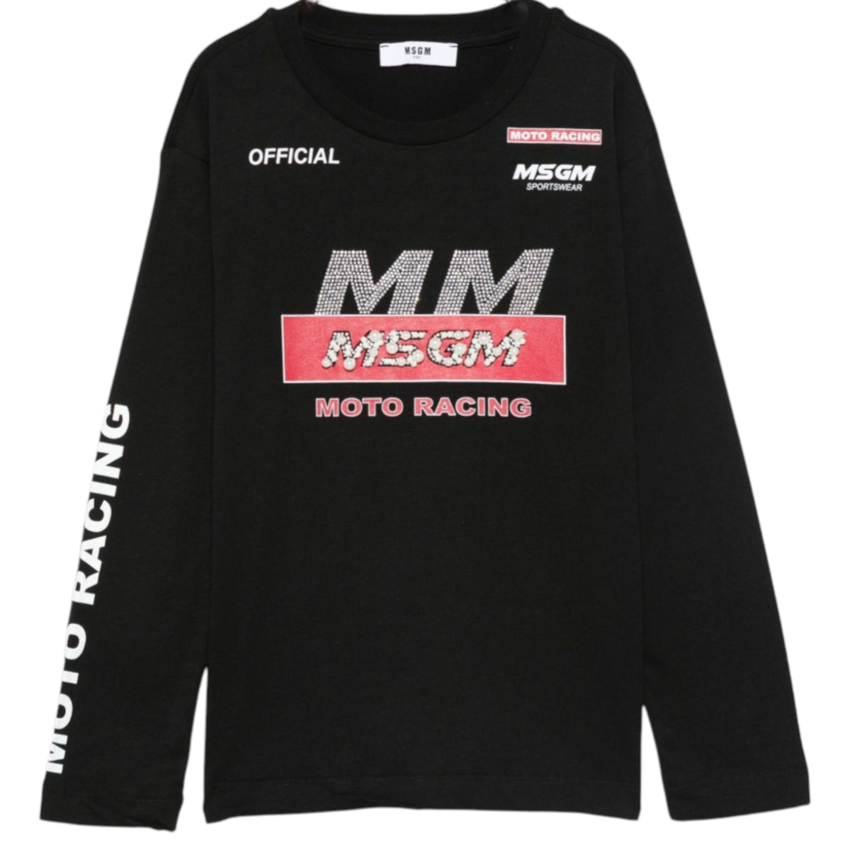 T-shirt per bambina MSGM Kids nera con logo sul davanti F5MSJGTH015 110 MSGM KIDS