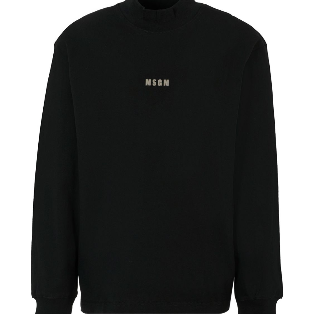 T-shirt per bambina MSGM Kids nero con collo alto F5MSJGTH192 110 MSGM KIDS