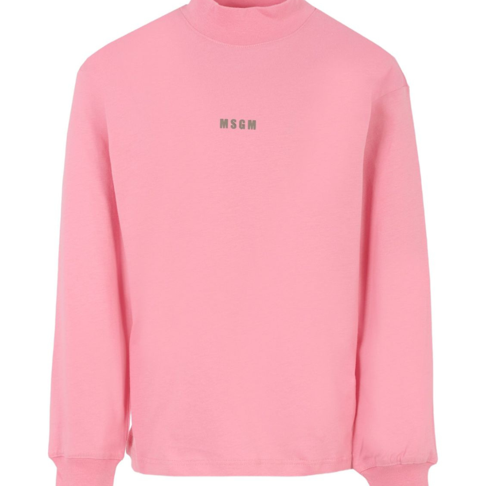 T-shirt per bambina MSGM Kids rosa con collo alto F5MSJGTH192 MS038 MSGM KIDS