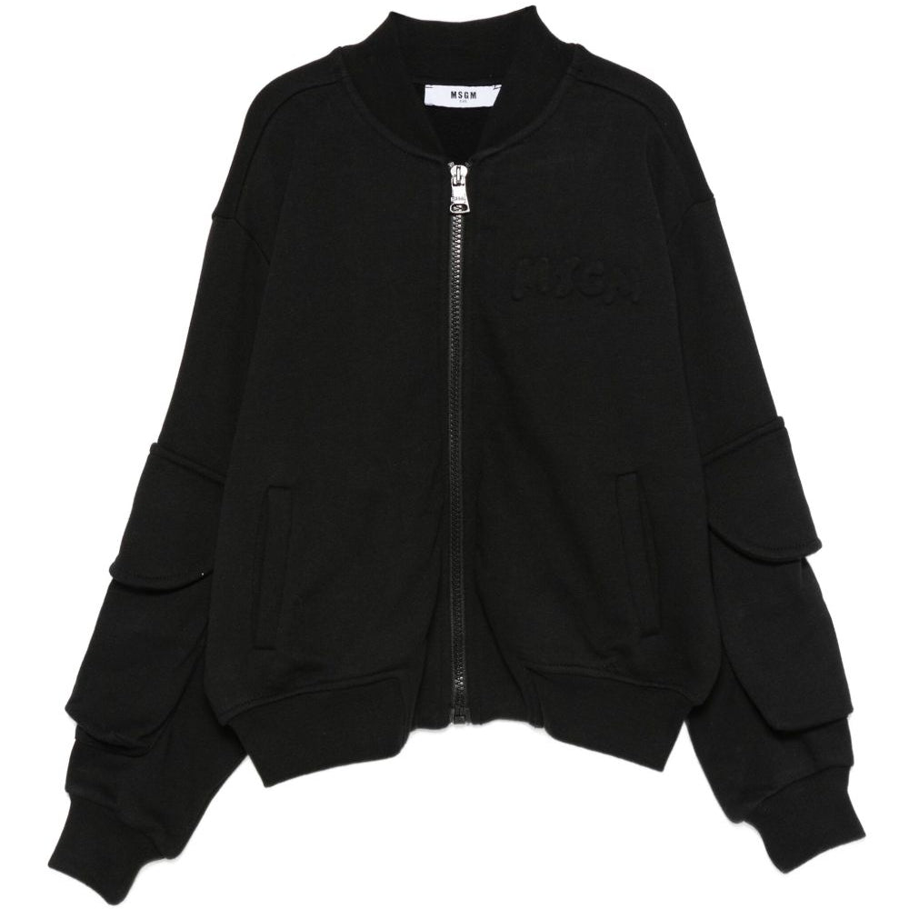 Felpa per bambinao MSGM Kids nera con cerniera F5MSJUBO026 110 MSGM KIDS
