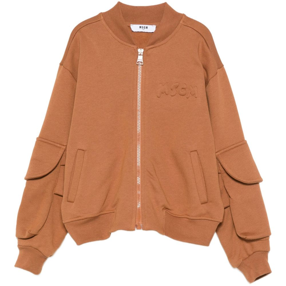 Felpa per bambino MSGM kids marrone con cerniera F5MSJUBO026 MS046 MSGM KIDS