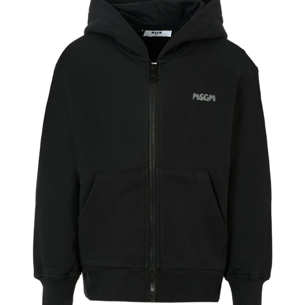 Felpa per bambino MSGM Kids nero con cappuccio e zip F5MSJUZH002 110 MSGM KIDS