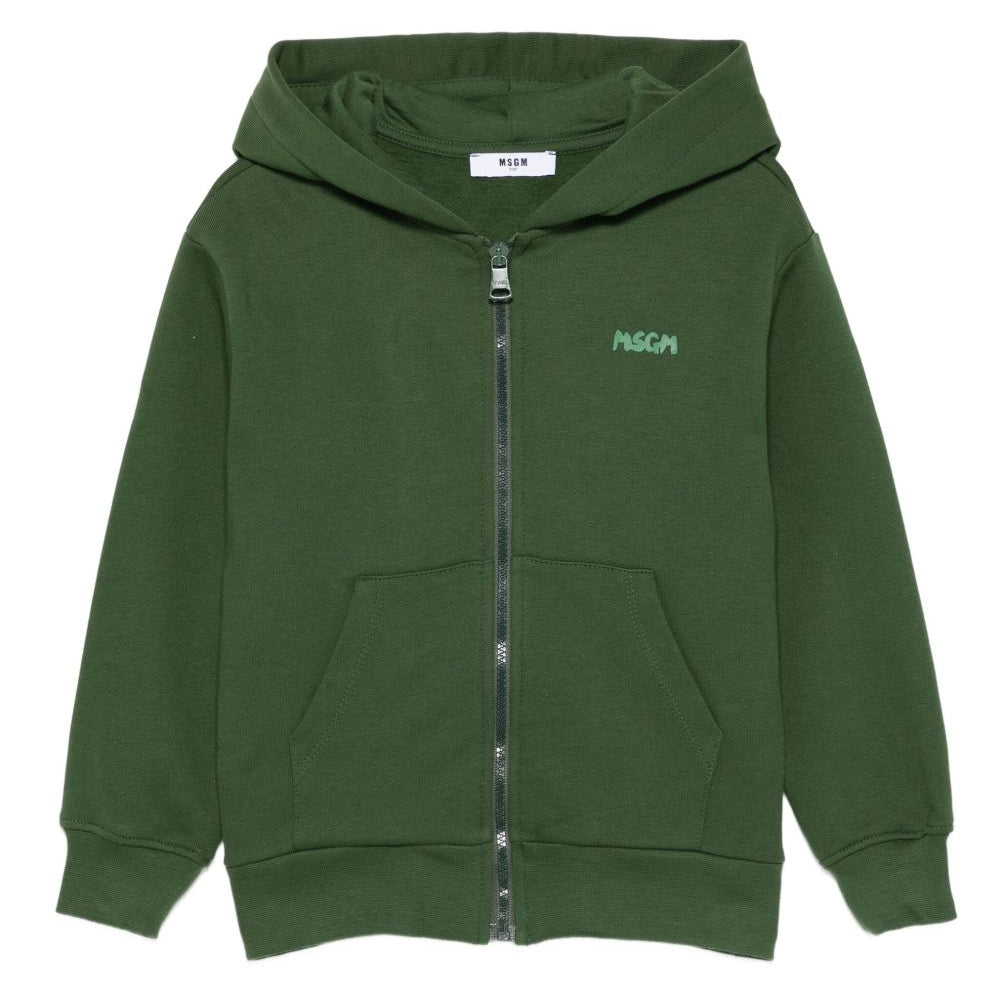 Felpa per bambino MSGM Kids verde con cappuccio e logo F5MSJUZH002 MS039 MSGM KIDS