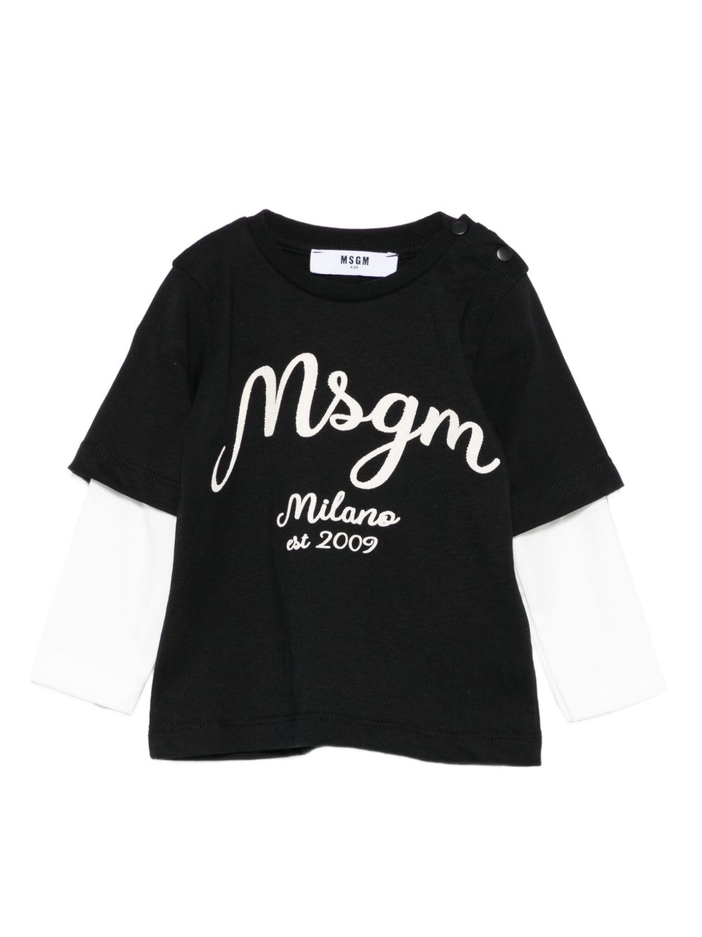 T-shirt per neonato MSGM Kids nera con stampa logo F5MSNBTH297 110 MSGM KIDS