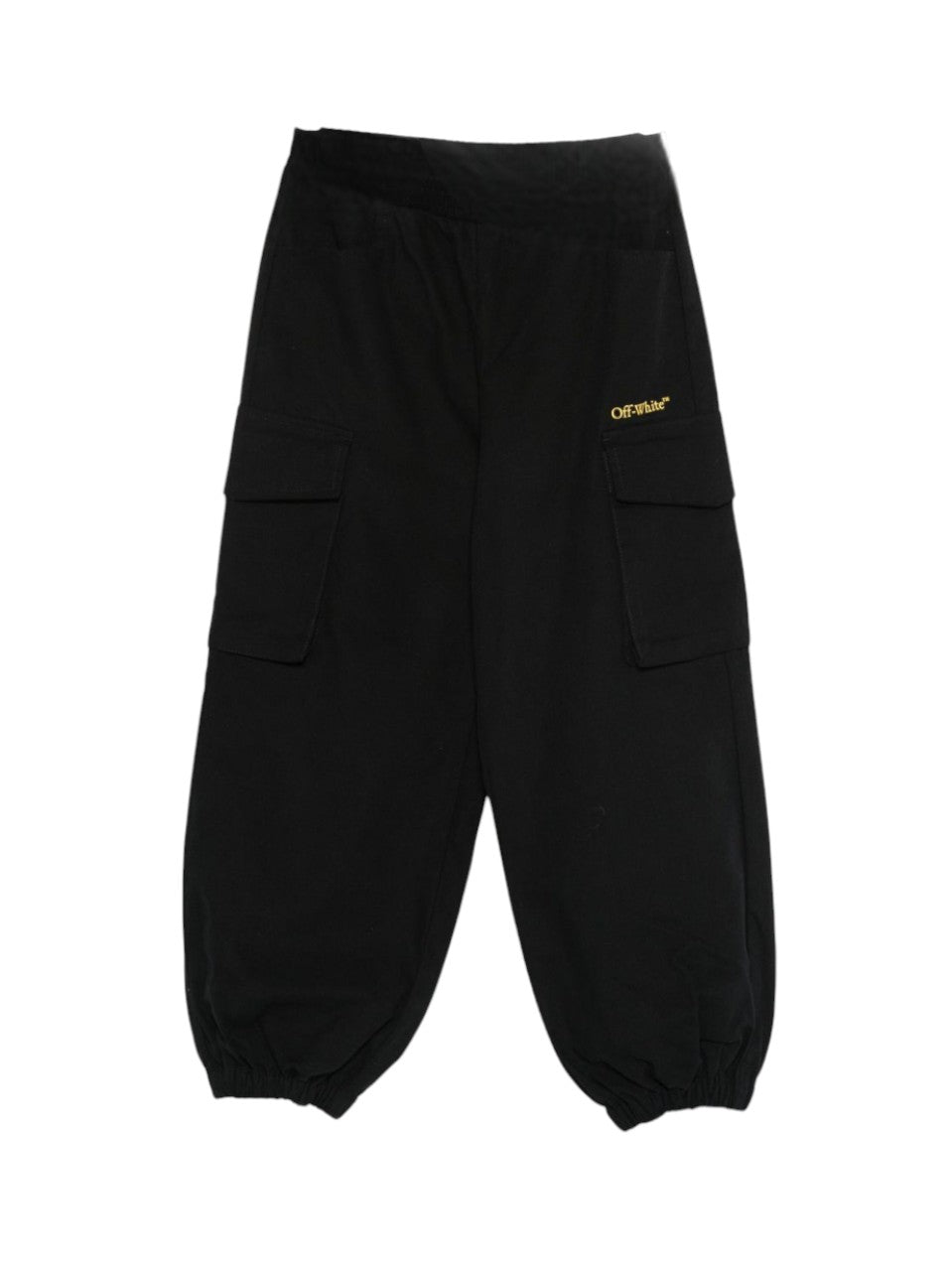 Pantaloni per bambino Off-White Kids neri con tasche cargo OBCF007F25FAB001 1018 OFF WHITE KIDS