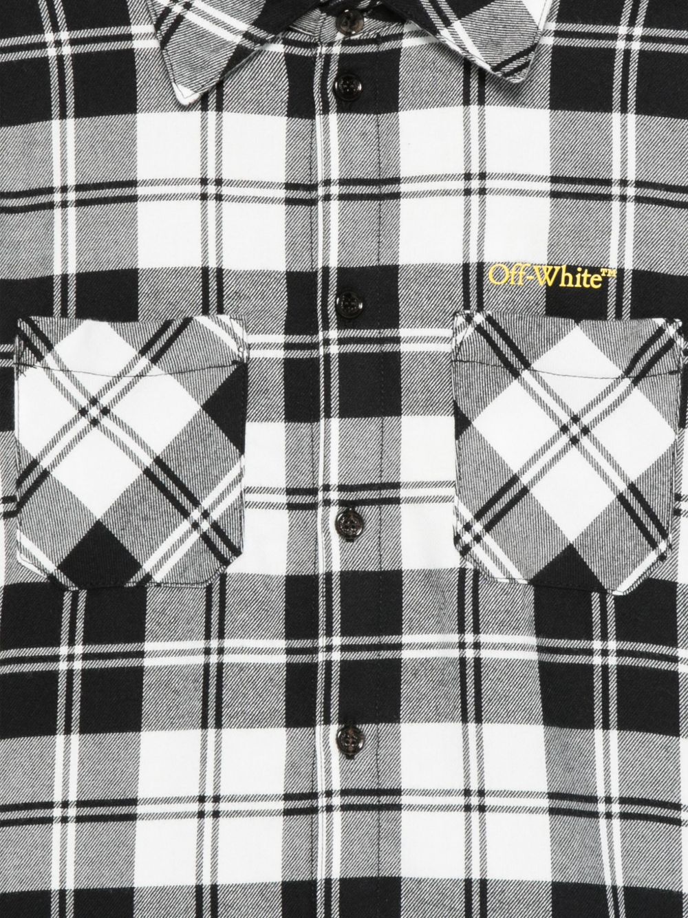 Camicia per bambino Off-White Kids bianco e nero con motivo a quadri OBGA001F25FAB001 1018 OFF WHITE KIDS