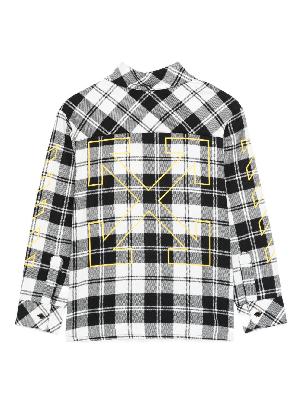 Camicia per bambino Off-White Kids bianco e nero con motivo a quadri OBGA001F25FAB001 1018 OFF WHITE KIDS