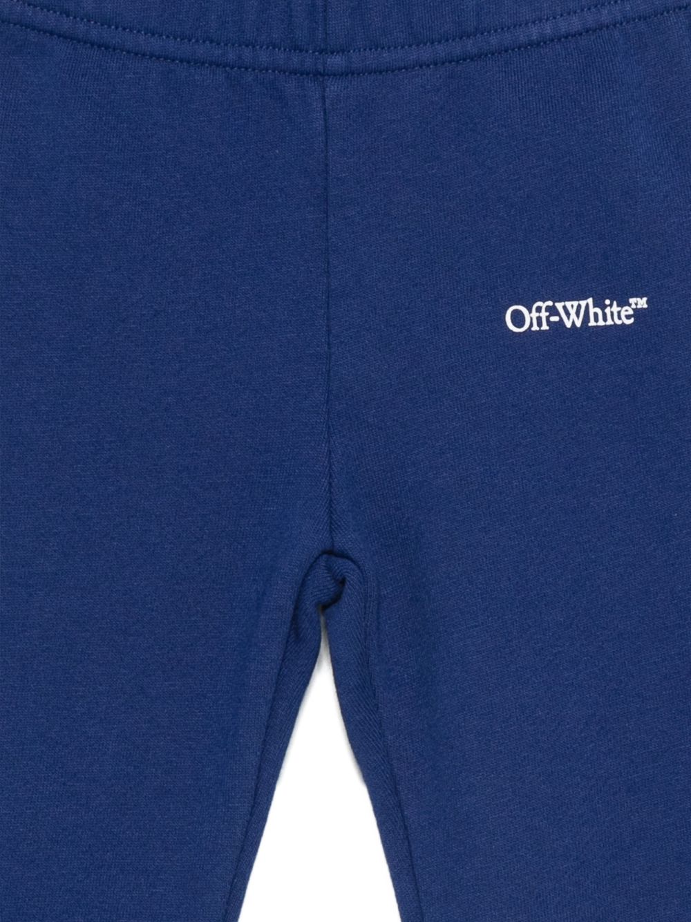 Pantaloni sportivi per neonato Off-White Kids blu con logo stampato e orli elasticizzati OBXD001F25FLE001 4501 OFF WHITE KIDS