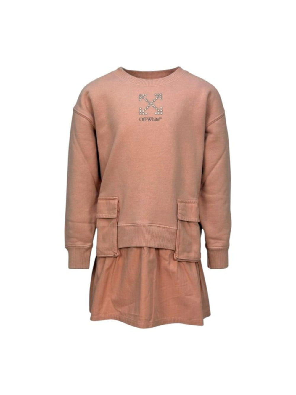 Abito per bambina Off-White Kids rosa con caratteristico logo freccia sul davanti OGDF006F25FLE001 3B07 OFF WHITE KIDS