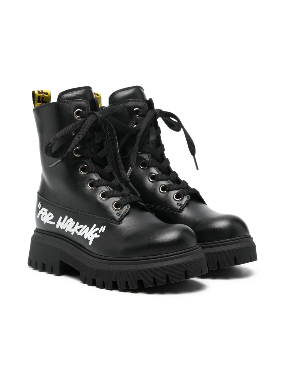 Stivali per bambina Off-White Kids neri con linguetta con logo OGID002F25LEA001 1001 OFF WHITE KIDS