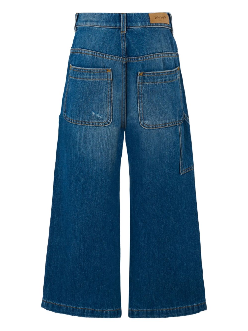 Jeans per bambina Palm Angels Kids in denim effetto vissuto con logo PBYB007F25DEN001 4416 PALM ANGELS KIDS