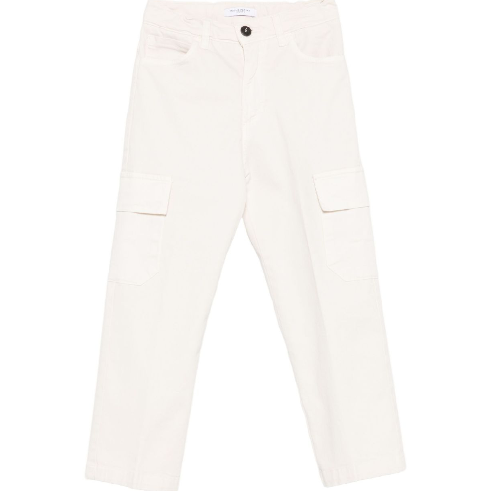 Pantaloni per bambino Paolo Pecora Kids bianco con tasca cargo PP4113 BURRO PAOLO PECORA KIDS