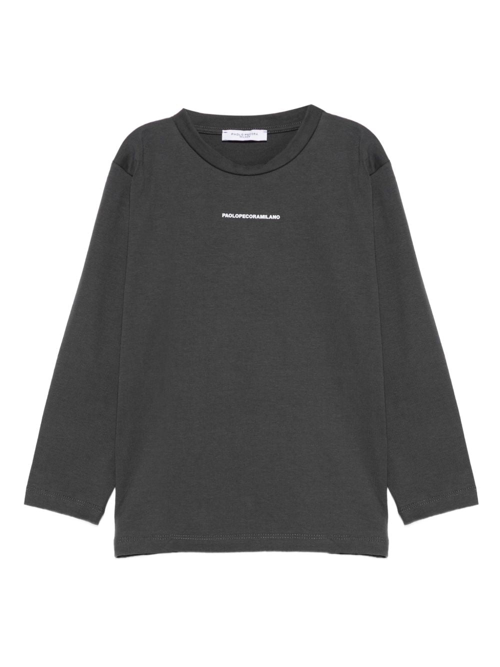 T-shirt per bambino Paolo Pecora Kids grigio a maniche lunghe con logo PP4157 ASFALTO PAOLO PECORA KIDS